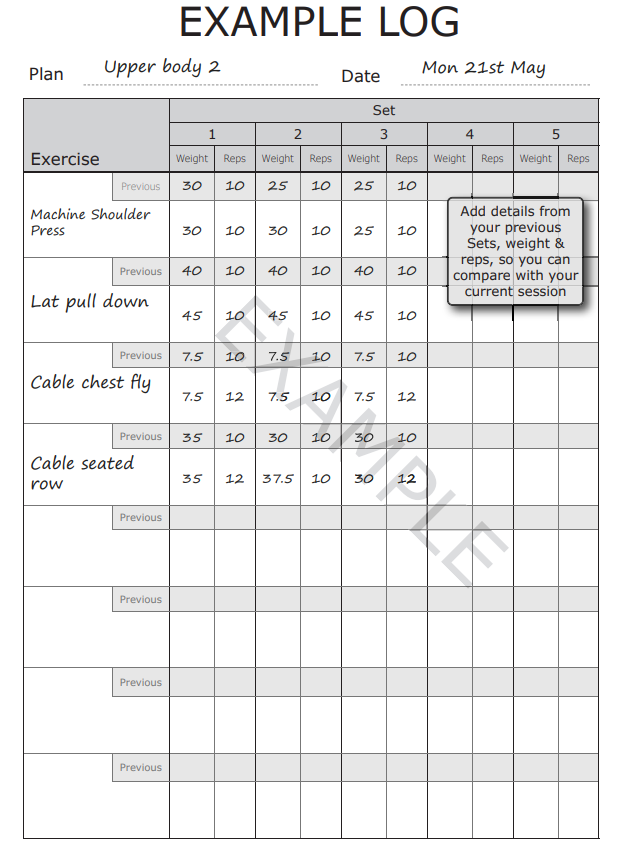 workout tracker log