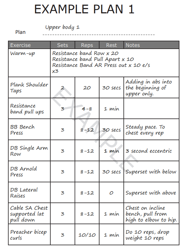 workout tracker plan